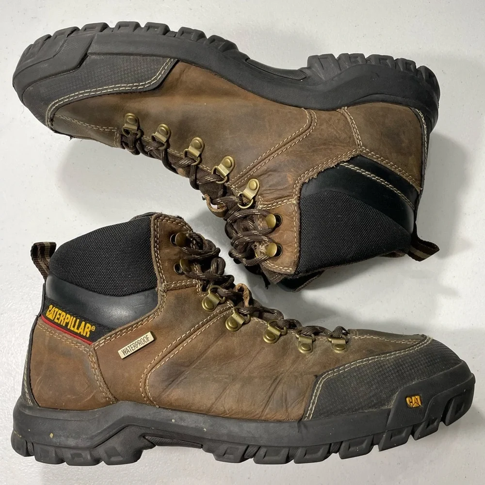 CATERPILLAR Brown Leather Hiking Work Boots Size 12 SB-